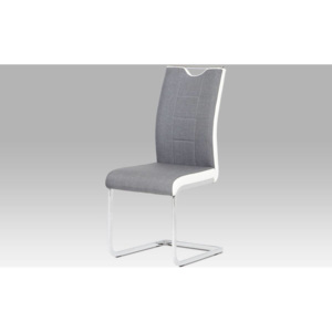 Jídelní židle chrom / šedá látka + bílá koženka DCL-410 GREY2 Art