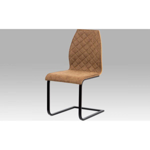 Jídelní židle, látka "COWBOY" hnědá, překližka dub, kov matná černá WE-5024 BR3 Art