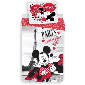 Bavlněné povlečení Mickey and Minnie in Paris I love you