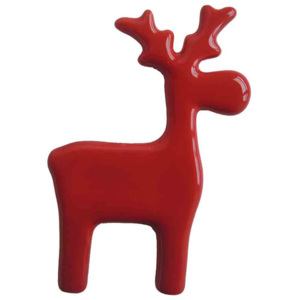 Vánoční ozdoba závěsný sob STARDECO keramický, červený 9,1 cm