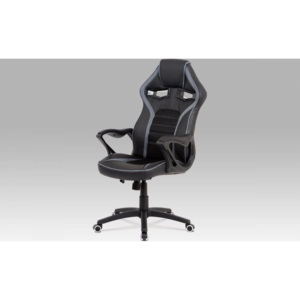Kancelářská židle, černá látka + MESH, šedá MESH, kříž plast černý, houpací mech KA-G406 GREY Art