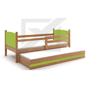 Dětská postel BRENEN 2 + matrace + rošt ZDARMA, 90x200, olše, zelená