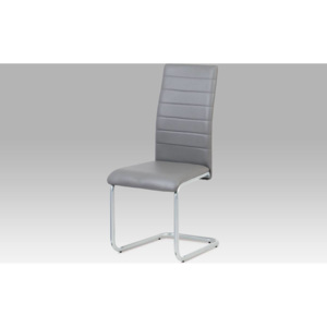 Jídelní židle, koženka šedá / šedý lak DCL-102 GREY Art