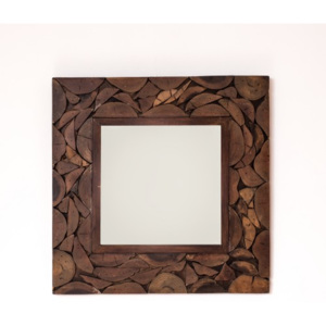 Velké zrcadlo z teakového dřeva SURABAYA 61x61 Cm