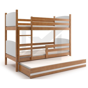 Patrová postel BRENEN 3 + matrace + rošt ZDARMA, 80x160, olše, bílá
