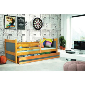 Dětská postel FIONA + matrace + rošt ZDARMA, 80x190 cm, olše, grafit