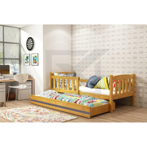 Dětská postel FLORENT 2 + matrace + rošt ZDARMA, 90x200, olše, grafitová