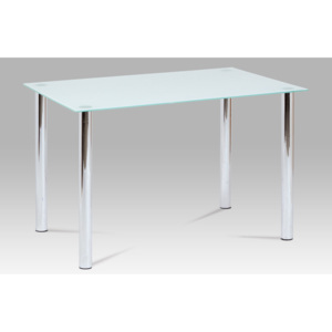 Jídelní stůl GDT-514 WT 120x80 cm, bílé sklo/chrom