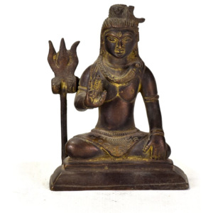 Sedící Šiva, stará mosazná soška, 10cm