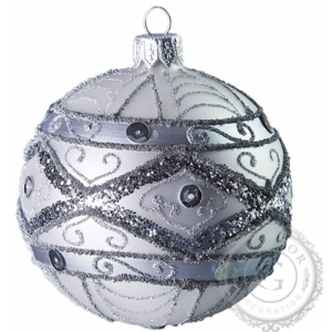 Vánoční koule stříbrná zdobená