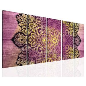 Obraz fialová mandala na dřevě (150x60 cm) - InSmile ®