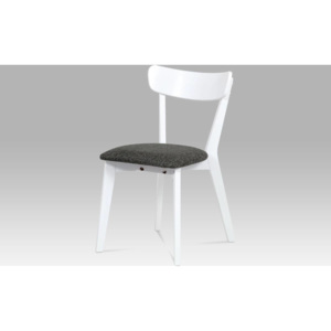 Jídelní židle bílá, sedák šedá látka AUC-009 WT Art