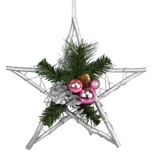 Vánoční proutěná hvězda Esfera růžová, 30 cm