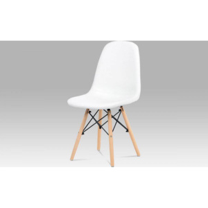 Jídelní židle, bílá ekokůže, masiv buk, kov černý CT-395 WT Art