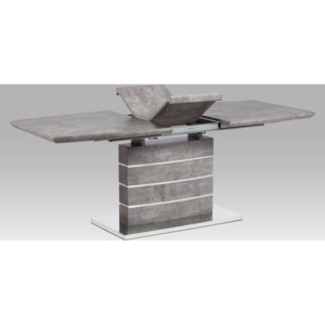 Jídelní stůl 160+40x90 cm, MDF dekor betonu / broušený nerez HT-301 BET Art