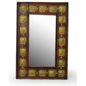 Zrcadlo v rámu zdobené kováním, palisandr, 60x90x4cm