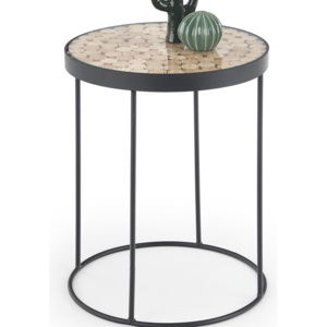 Halmar Konferenční stolek NATURO 2, černý/sklo/modřínové dřevo