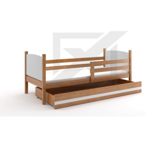 Dětská postel BRENEN + matrace + rošt ZDARMA, 90x200, olše, bílá