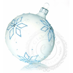 Vánoční koule bílá modré vločky