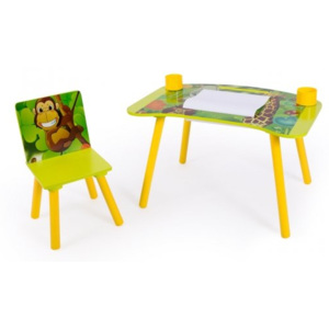 Stolek a židlička kreslící s kelímky a rolí papíru Jungle
