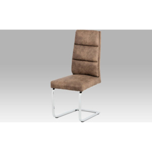 Jídelní židle koženka hnědá / chrom DCH-188 BR Art