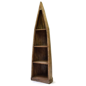 Knihovna z mangového dřeva ve tvaru lodi, 56x48x208cm