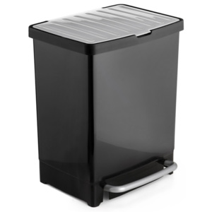 Černý recyklační pedálový odpadkový koš Ta-Tay Recycling Bin, 17 l + 8 l