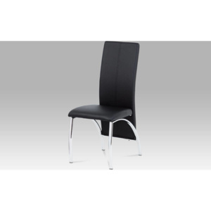 Jídelní židle chrom / koženka černá AC-1060 BK Art