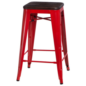 Barová židle Paris Wood 75cm červená kartáčovaná borovice