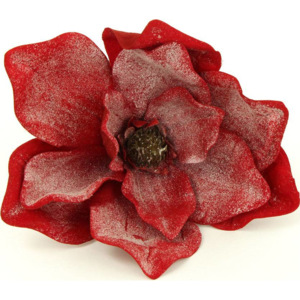 Magnolie, umělá květina vazbová, červená zasněžená VK-1227 Art