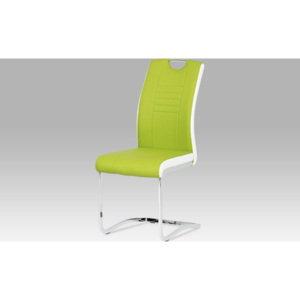Jídelní židle chrom / koženka limetková s bílými boky DCL-406 LIM Art