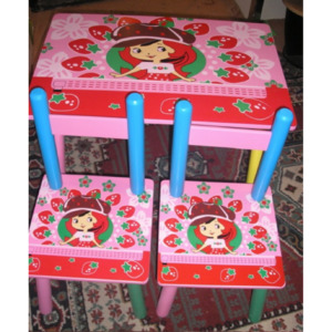 Dětský stoleček a 2 židličky holčička - červený