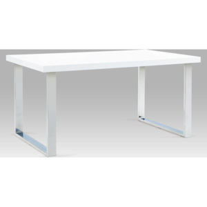 Jídelní stůl 150x90 cm, chrom / bílý lesk A880 WT Art