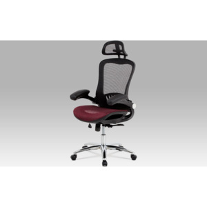 Kancelářská židle, synchronní mech., červená MESH, kovový kříž KA-A185 RED Art