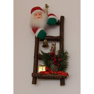Santa na žebříku - dekorace-Santa na žebříku (skladem 1 kus)