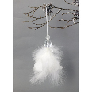 Andělíček z peří , závěsný , barva bílá, 6 ks v polybagu.Cena za 1 ks AK6101-WH Art