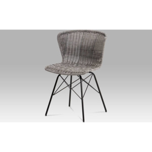 Jídelní židle kov černá / UMĚLÝ ratan šedý SF-825 GREY Art