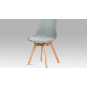 Jídelní židle, šedý plast, šedá tkanina, masiv natural CT-722 GREY Art