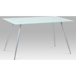 Jídelní stůl 140x80x75 cm bílé sklo + nohy šedý lak GDT-114 WT Art