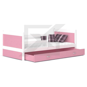 Dětská postel MATES P color + matrace + rošt ZDARMA, 184x80, bílá/růžová