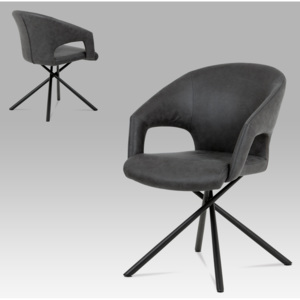 Artium Jídelní židle, šedá látka, kov matná černá - HC-784 GREY3