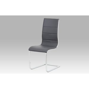 Jídelní židle WE-5030 GREY koženka šedá, bílý lesk, chrom