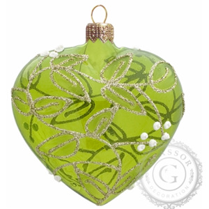 Vánoční srdce zelené s dekorem