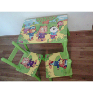 Dětský stolek a 2 židličky medvídci - zelený