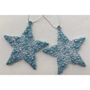 Hvězdička, závěsná vánoční dekorace, barva modrá, sada 2 kusy VCA082-B Art