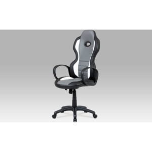 Kancelářská židle, koženka černá + šedá KA-E910 GREY Art