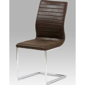 Jídelní židle chrom / látka tm. hnědá HC-038-1 BR3 Art