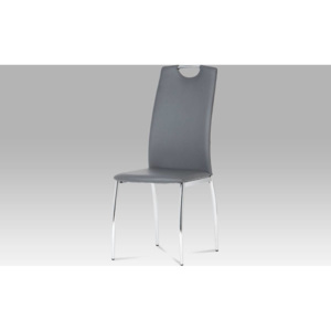 Jídelní židle koženka šedá / chrom DCL-419 GREY Art