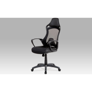 Kancelářská židle, houpací mech., černá koženka + MESH, plast. kříž KA-A190 BK Art