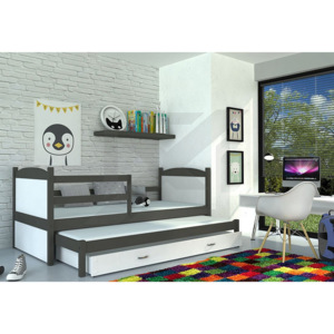 Dětská rozkládací postel MATES P2 color, 184x80, korpus šedá/bílá